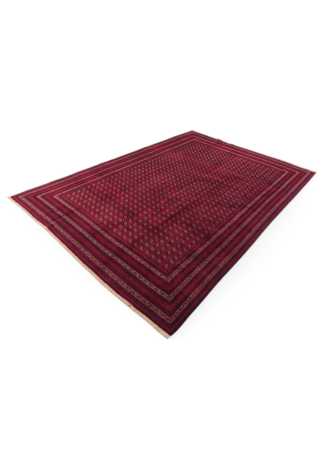 Wine Red Khoja Roshnai, Hand-Knotted Wool Rug