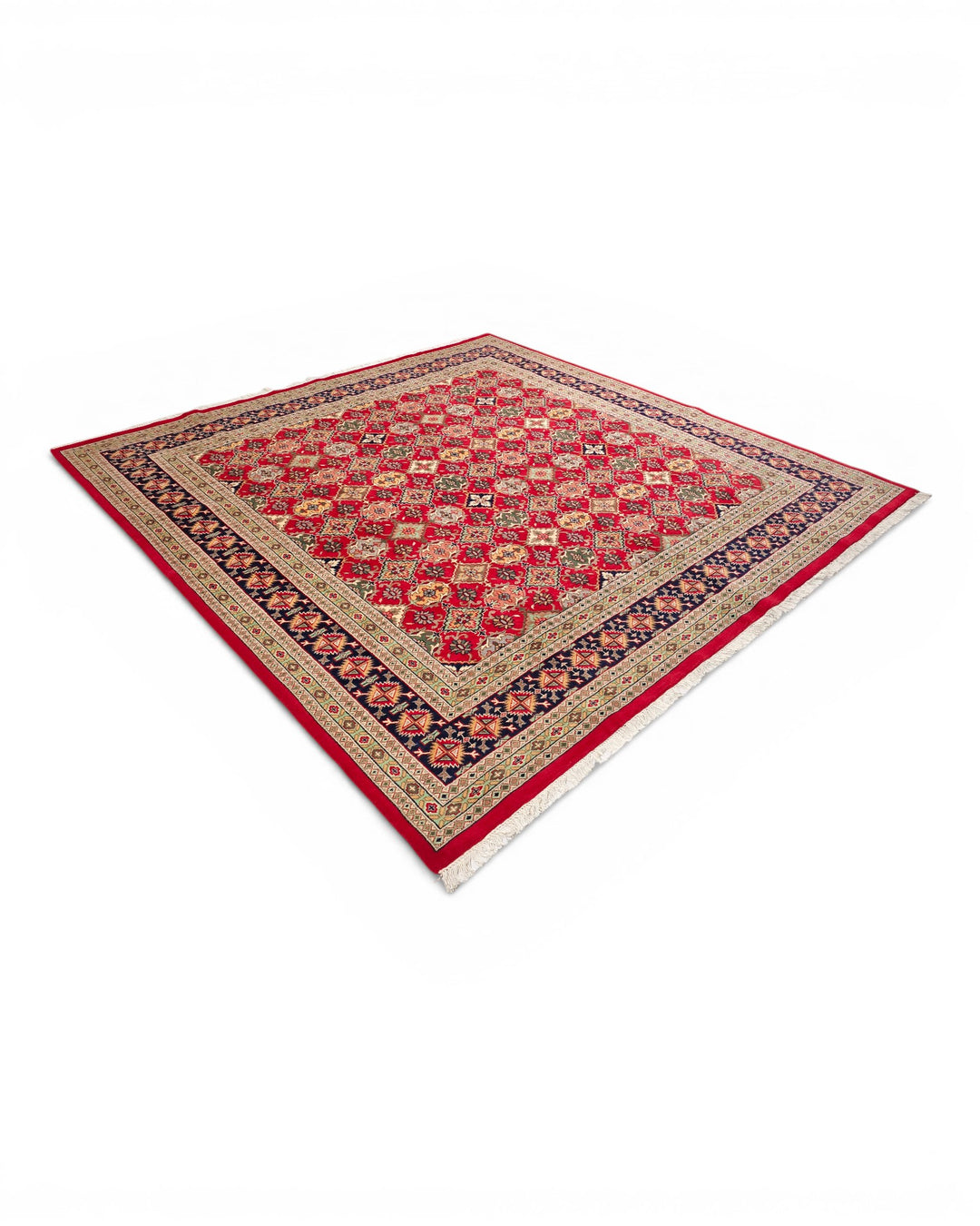 Red Gul Pakistani Bokhara, Hand-Knotted Wool Rug