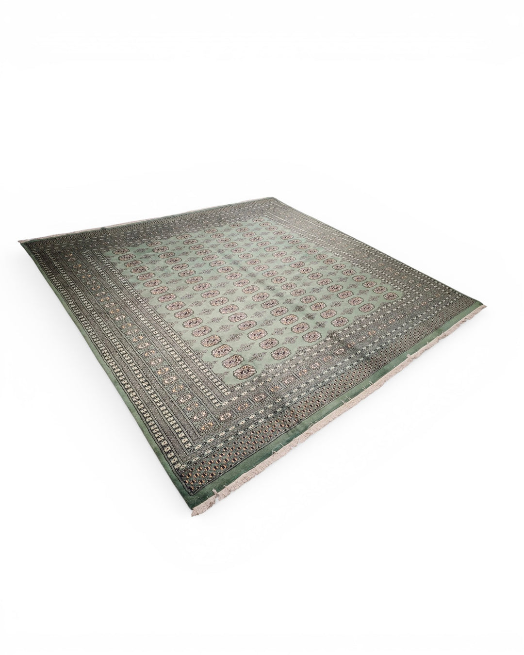 Green Gul Pakistani Bokhara, Hand-Knotted Wool &amp; Silk Rug