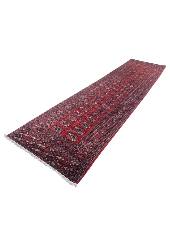 Deep Red and Cream Turkmen Gül Bokhara, Hand-Knotted Sherwan
