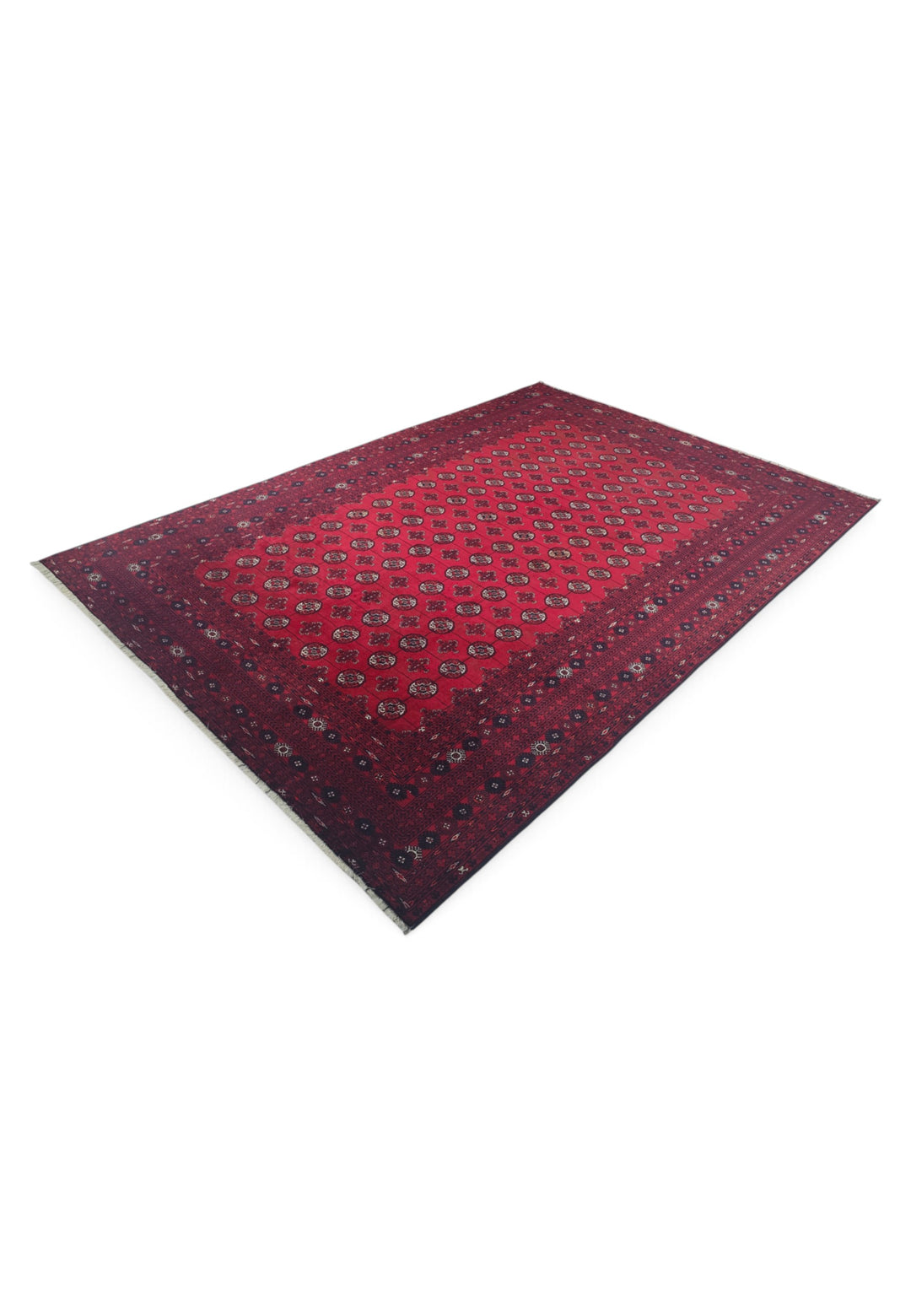 Wine Red Turkmen Gül Rug, Hand-Knotted Sherwan