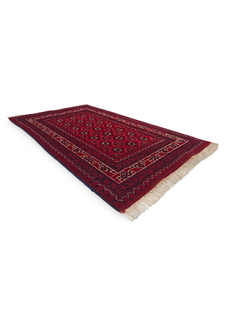 Deep Red Turkmen Gül Khan Muhammadi Rug, Hand-Knotted Wool
