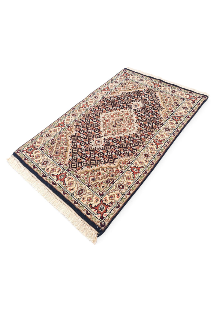 Sandstone and Terracotta Mahi Medallion Tabriz, Hand-Knotted Wool Rug