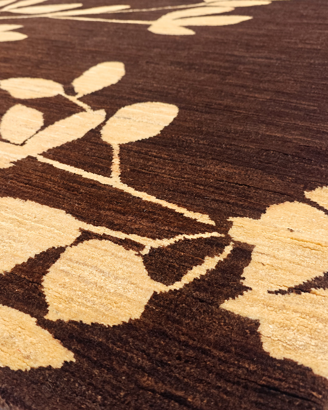 Cocoa Leaf Gabbeh, Hand-Knotted Afghan Wool Rug