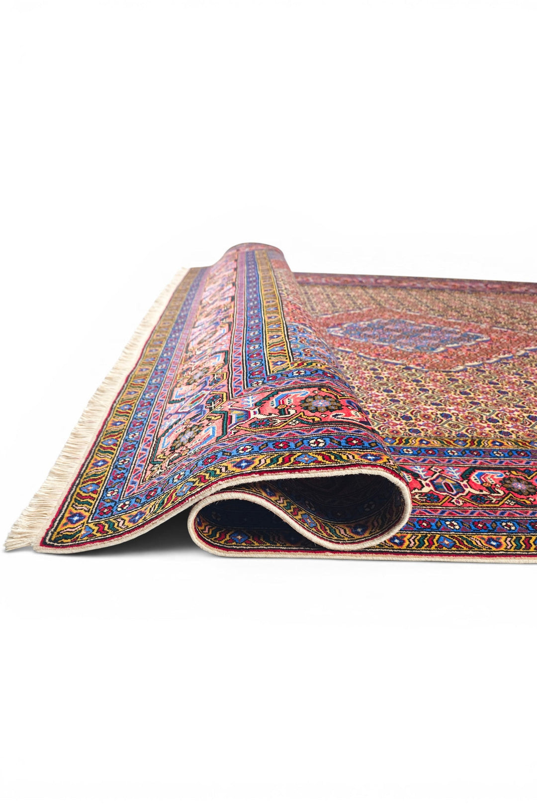 Camel Mahi Medallion Persian Ardabil, Hand-Knotted Wool Rug