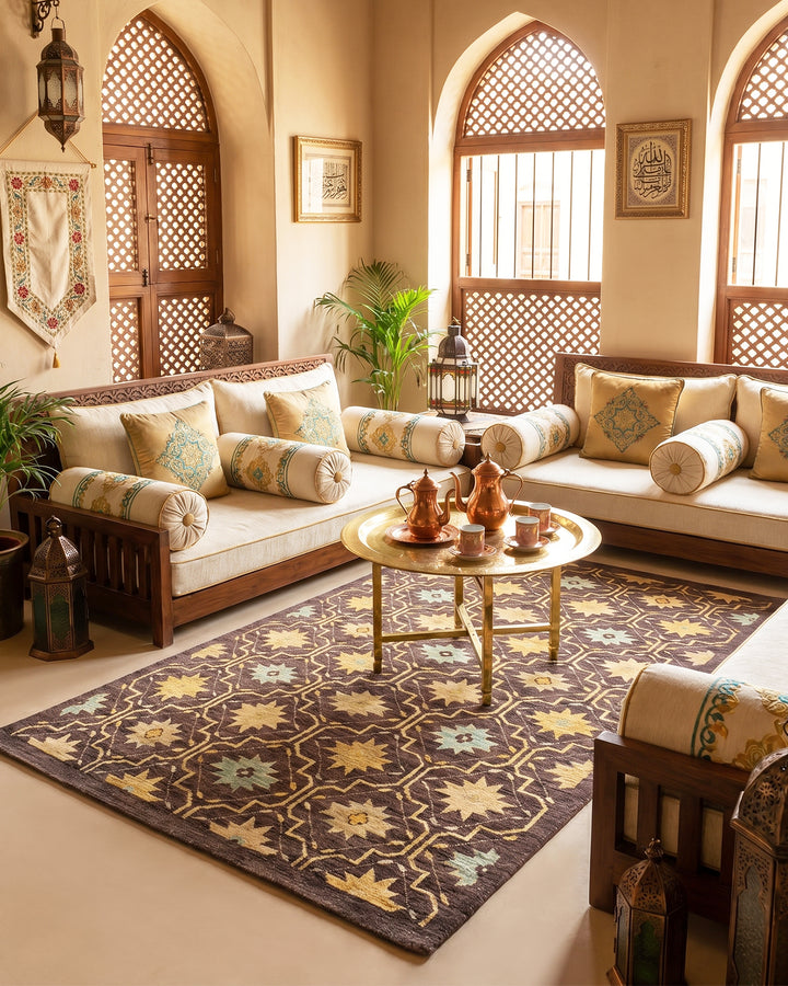 Walnut Star Gabbeh, Hand-Knotted Afghan Wool Rug