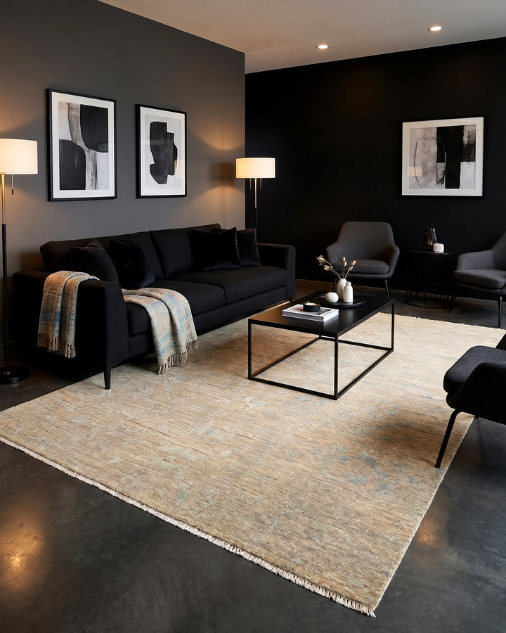 Sea Mist Gabbeh, Hand-Knotted Afghan Wool &amp; Silk Rug