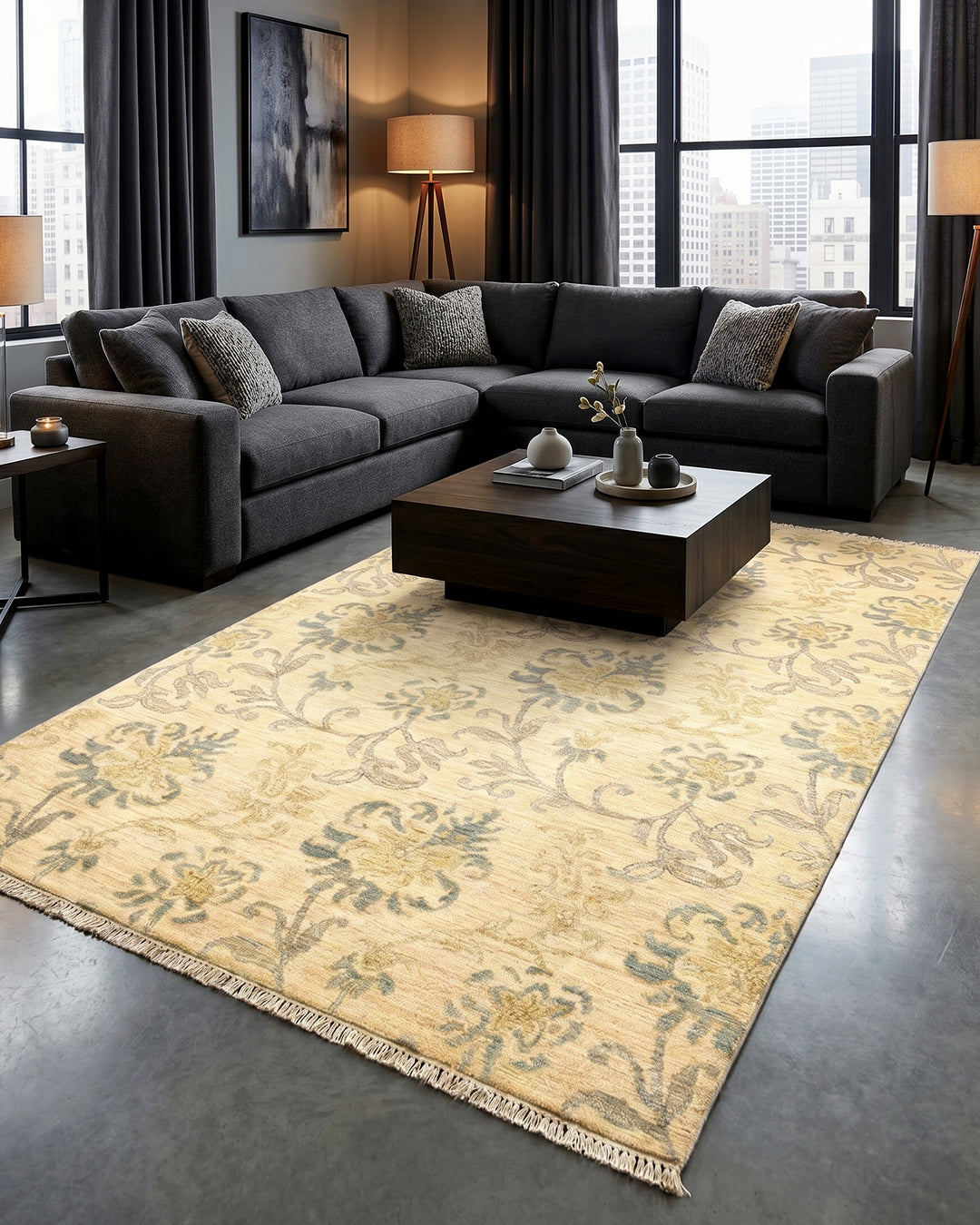 Willow Vine Gabbeh, Hand-Knotted Afghan Wool Rug