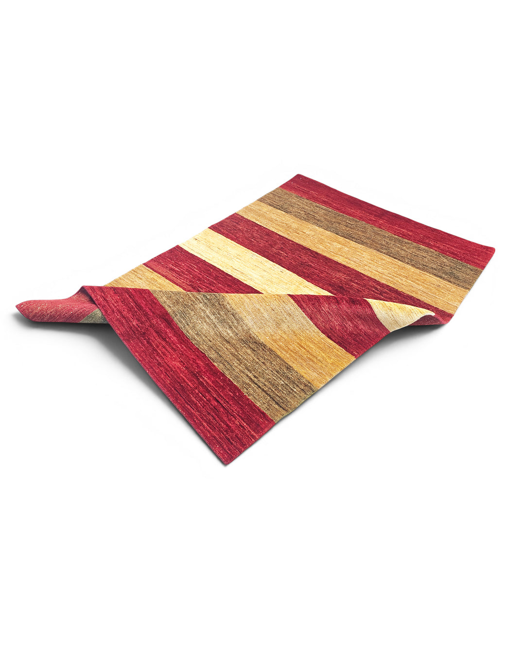 Crimson &amp; Gold Stripe Gabbeh, Hand-Knotted Afghan Wool Rug