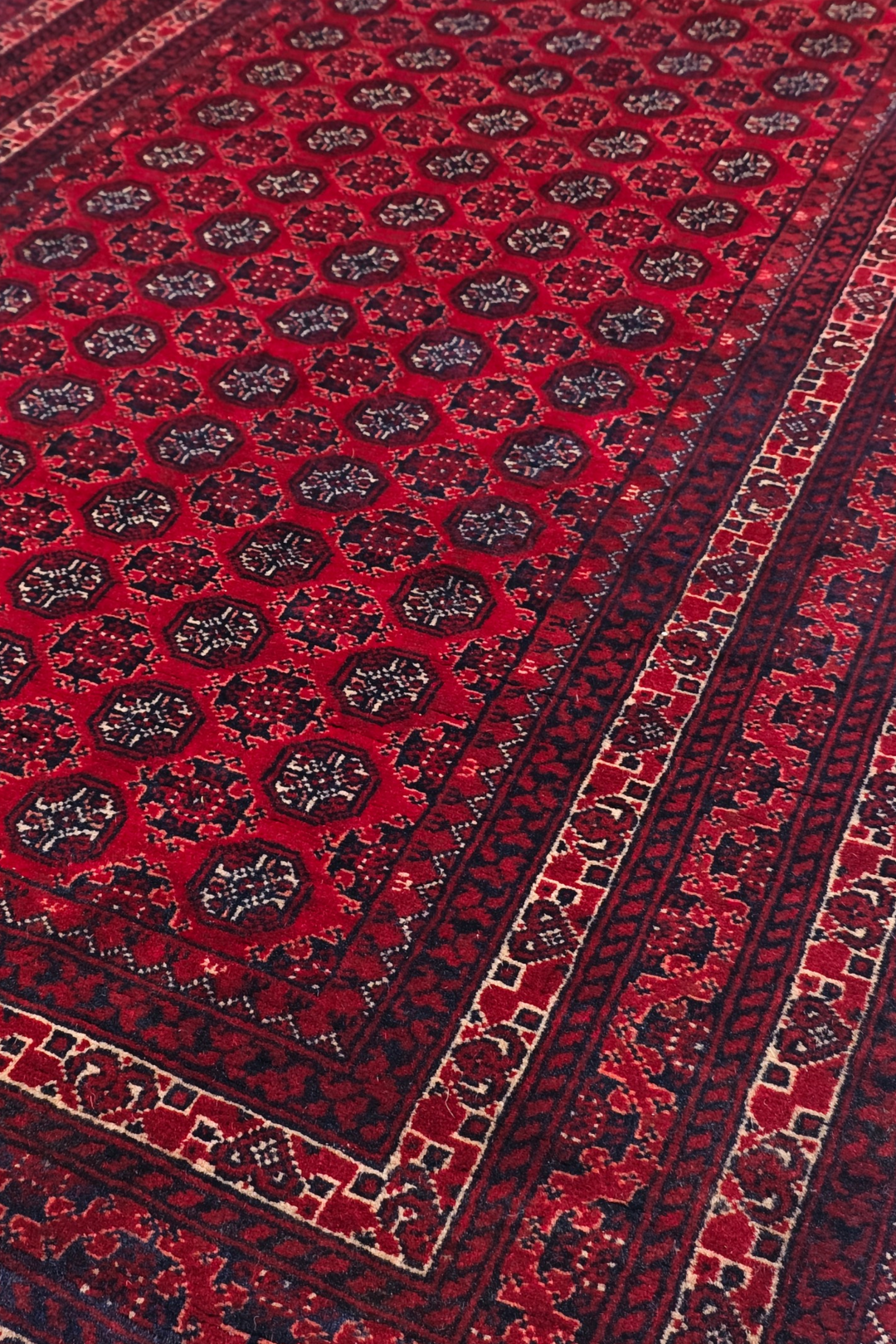 Deep Red Khan Muhammadi Rug, Hand-Knotted Wool