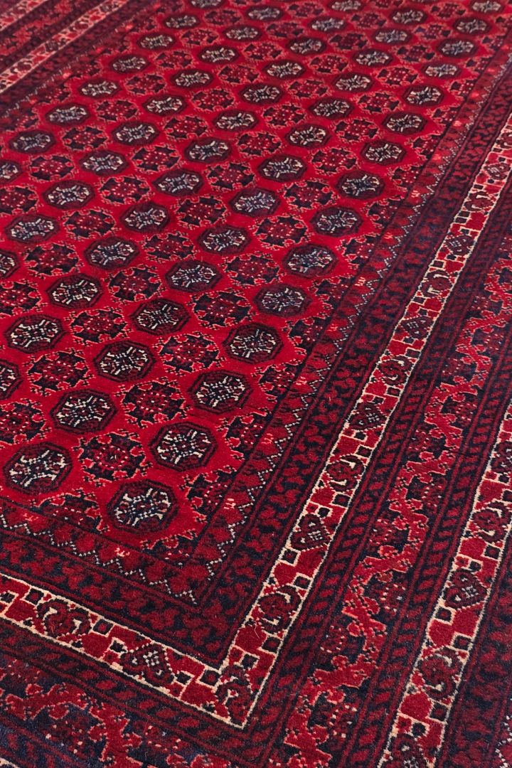 Deep Red Khan Muhammadi Rug, Hand-Knotted Wool