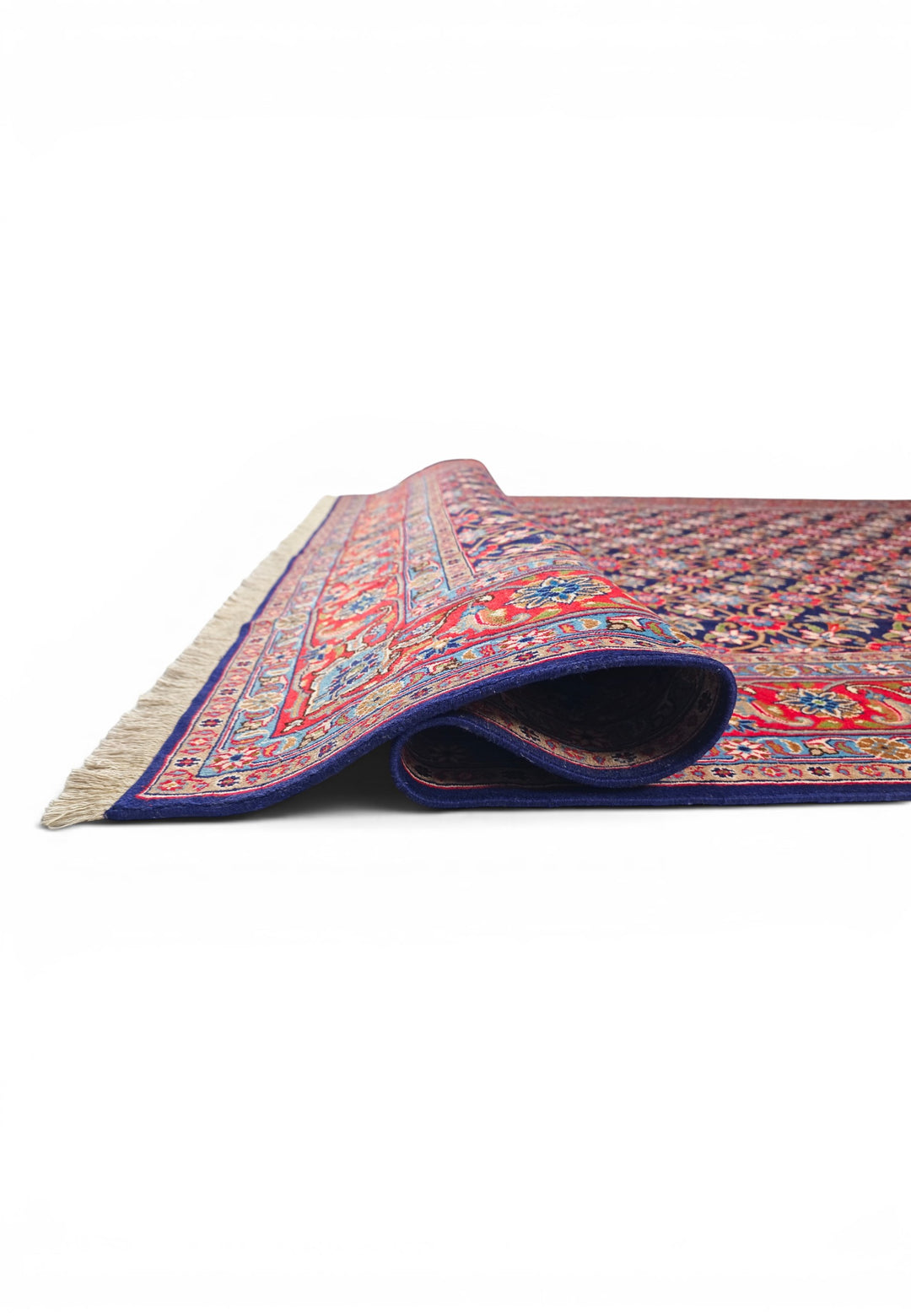 Navy Mahi Persian Sabzevar, Hand-Knotted Wool Rug