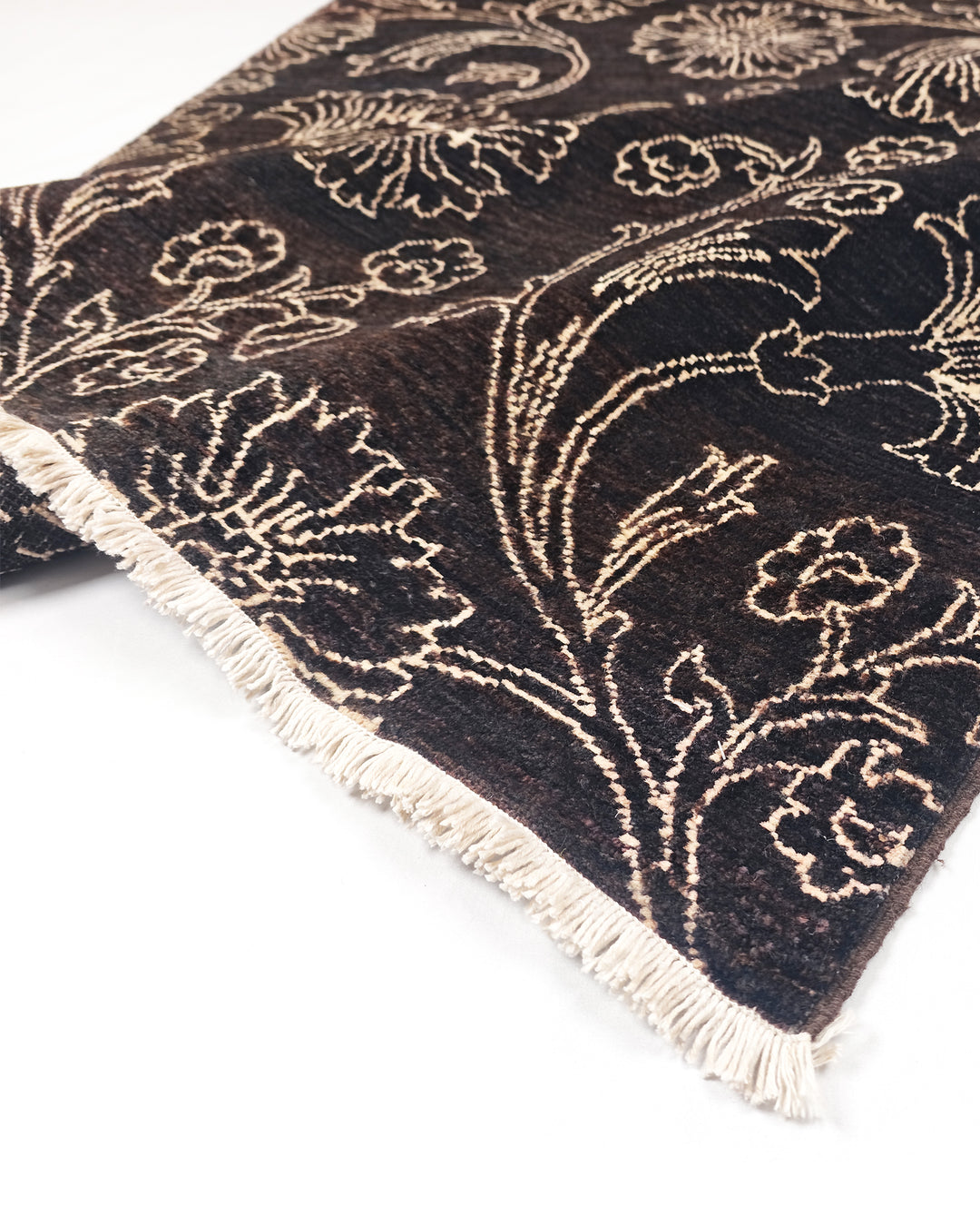 Midnight Floral Gabbeh, Hand-Knotted Afghan Wool Rug