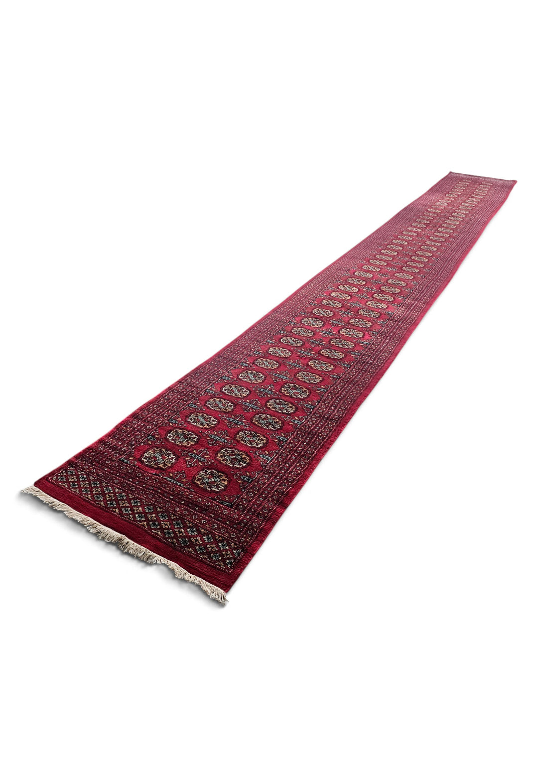 Wine Red Turkmen Gül Bokhara Rug, Hand-Knotted Wool