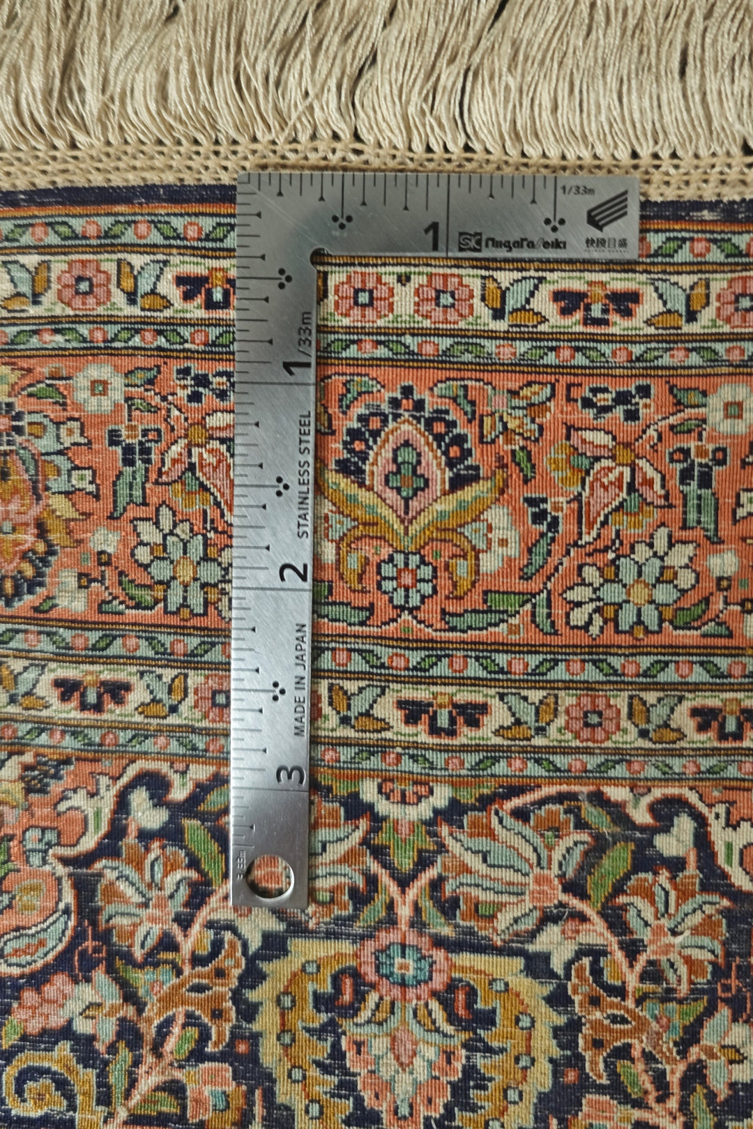 Dark Brown and Brick Red Stepped Medallion, Hand-Knotted Silk Rug