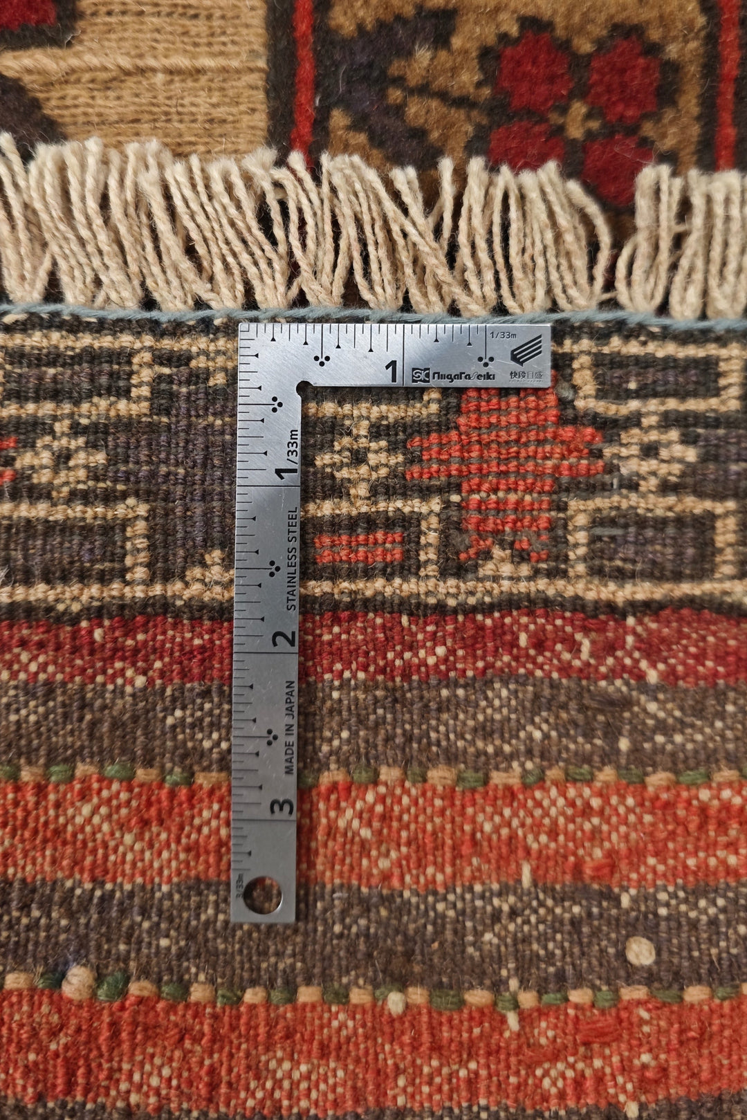Cream and Orange Laspanji Kilim, Hand-Woven Wool