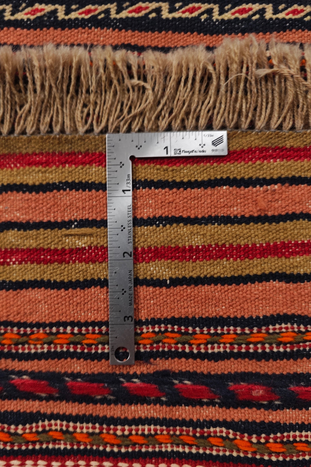 Rust and Cream Maliki Kilim, Hand-Woven Wool