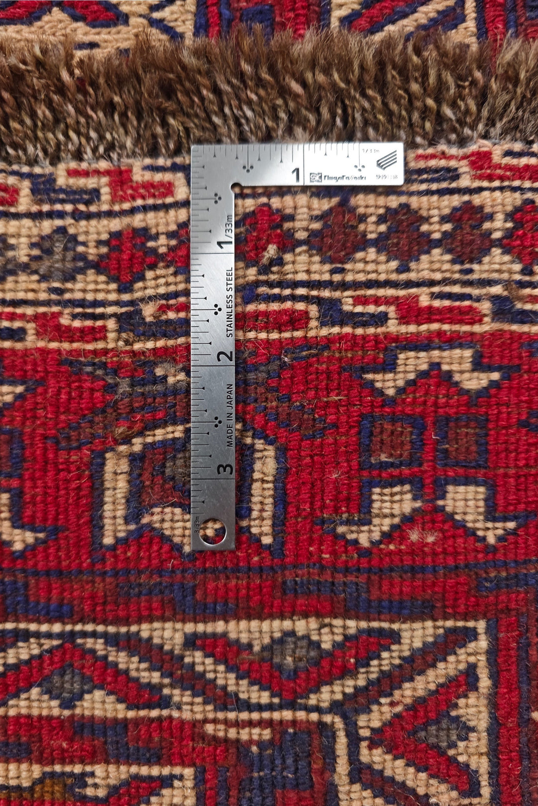 Deep Red and Camel Stepped Turkmen Medallion Kilim, Hand-Woven Wool