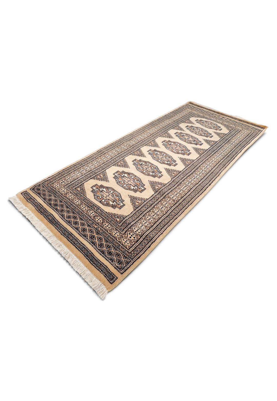 Wheat Gold and Beige Yamoud Rug, Hand-Knotted Wool