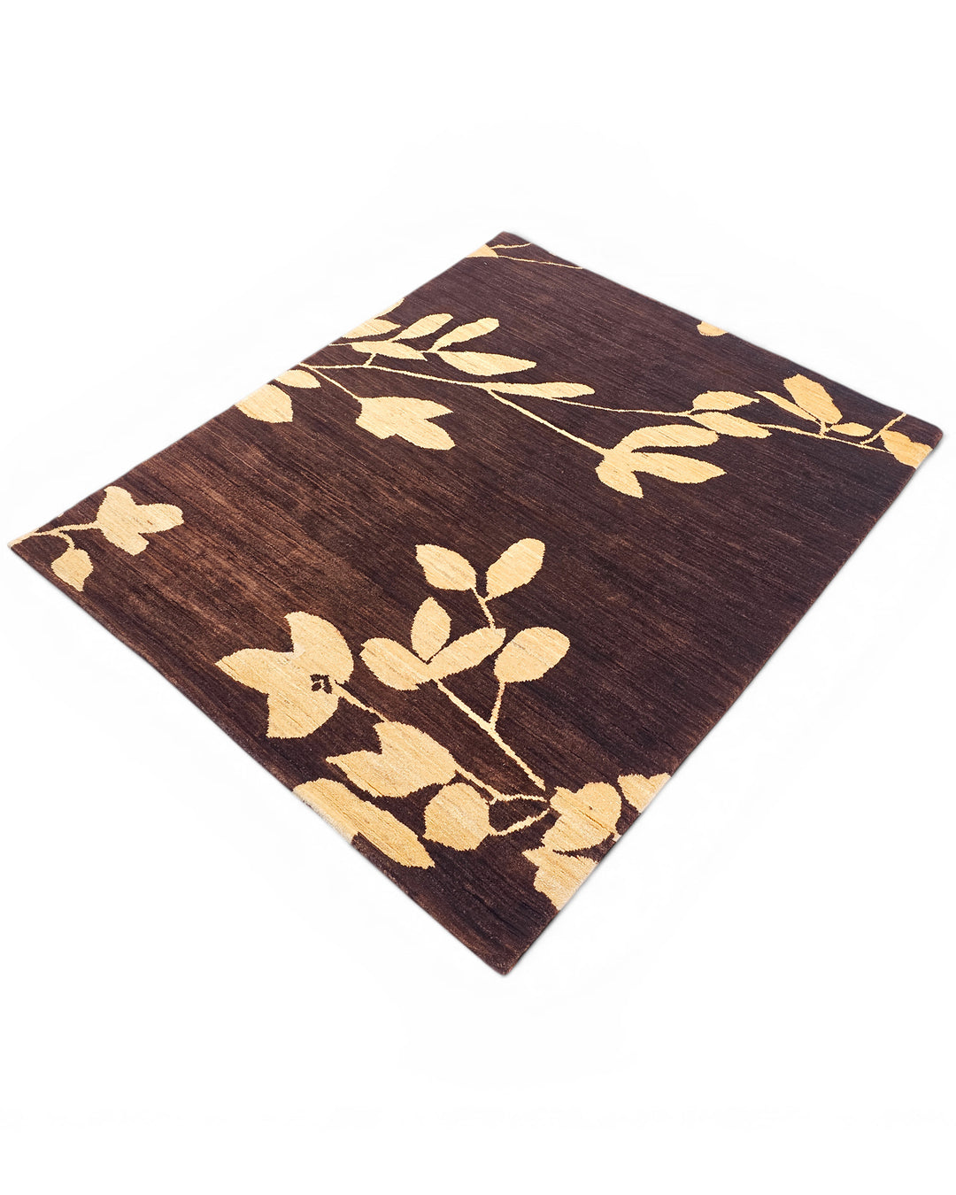Cocoa Leaf Gabbeh, Hand-Knotted Afghan Wool Rug