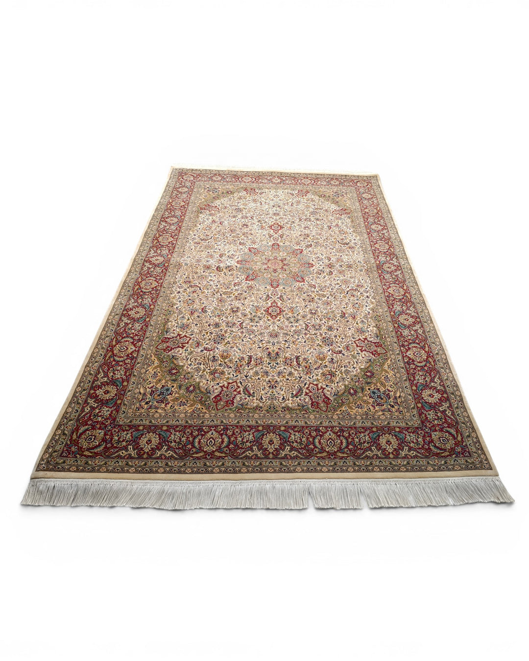Red Pakistani Double Knot, Hand-Knotted Wool Rug