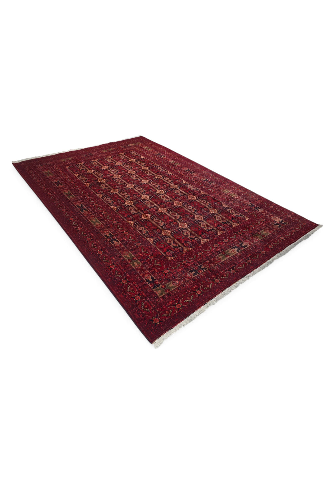 Deep Burgundy Panel Khal Mohammadi Rug, Hand-Knotted Wool