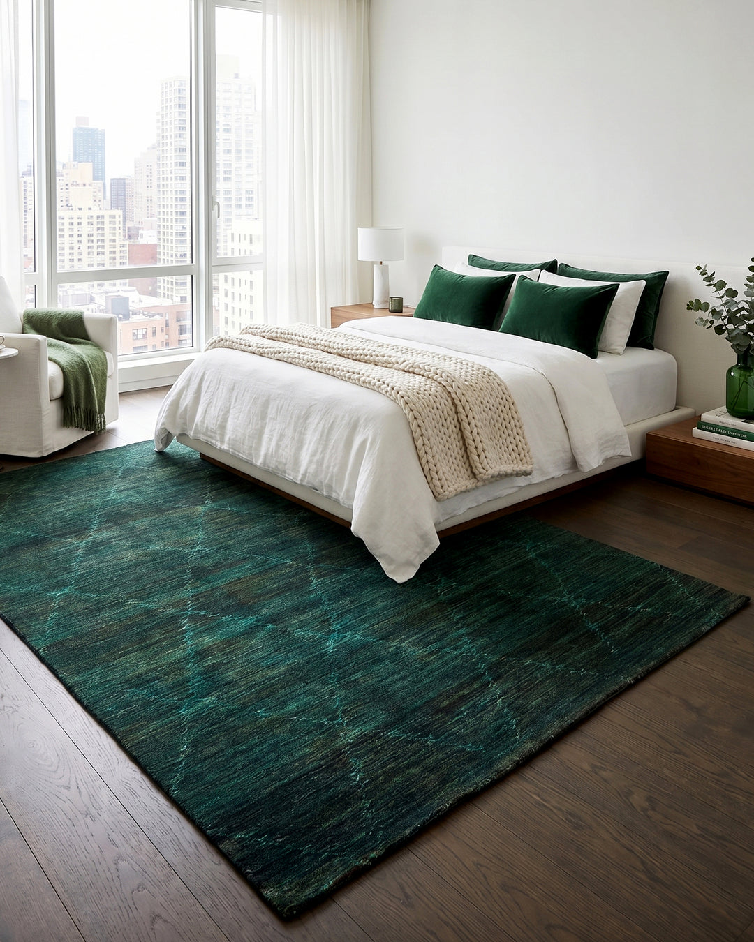 Teal Gabbeh, Hand-Knotted Afghan Wool Rug