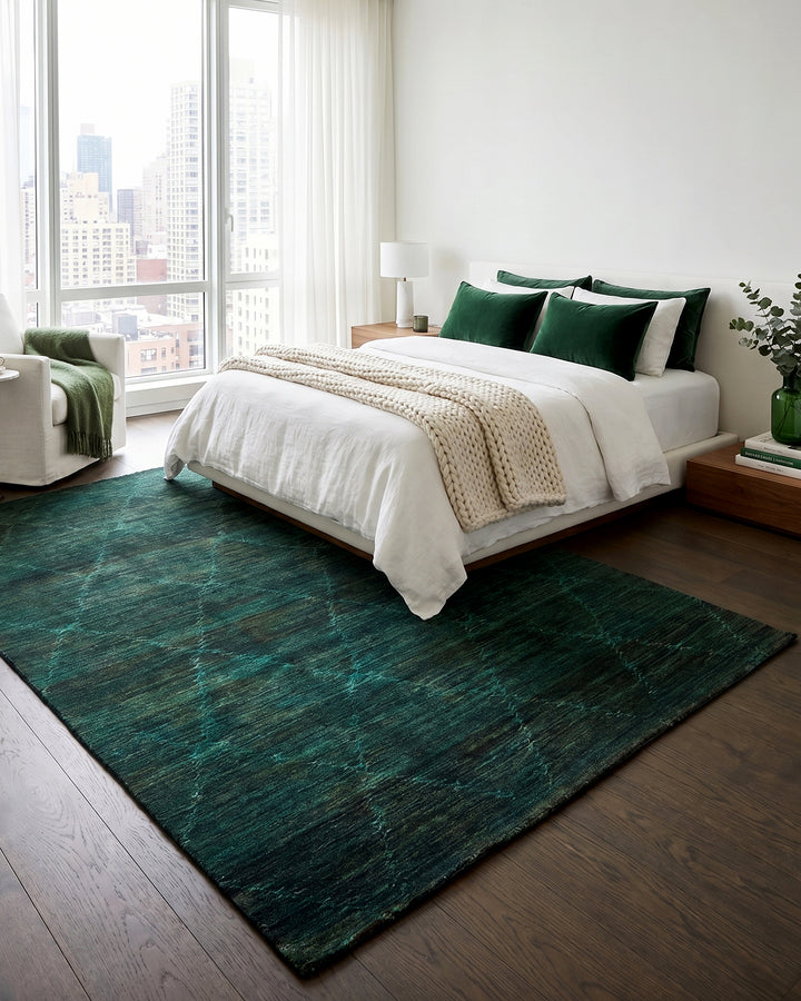 Teal Gabbeh, Hand-Knotted Afghan Wool Rug