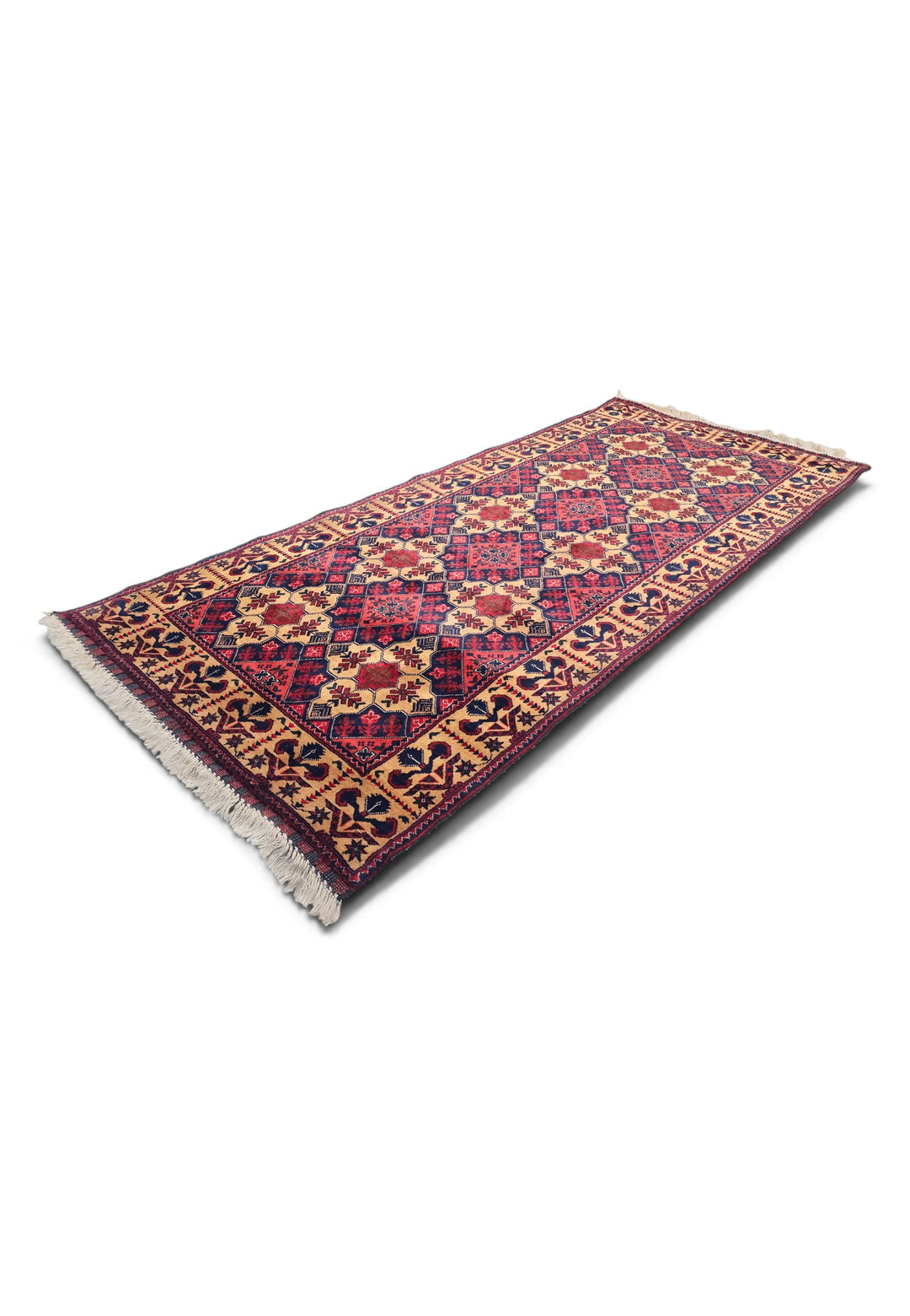 Coral and Camel Khan Muhammadi Rug, Hand-Knotted Wool