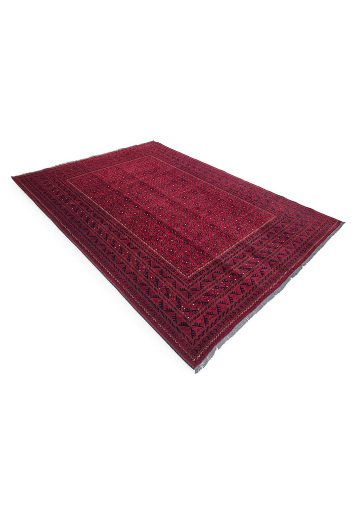 Wine Red Mina Khani, Hand-Knotted Wool Rug