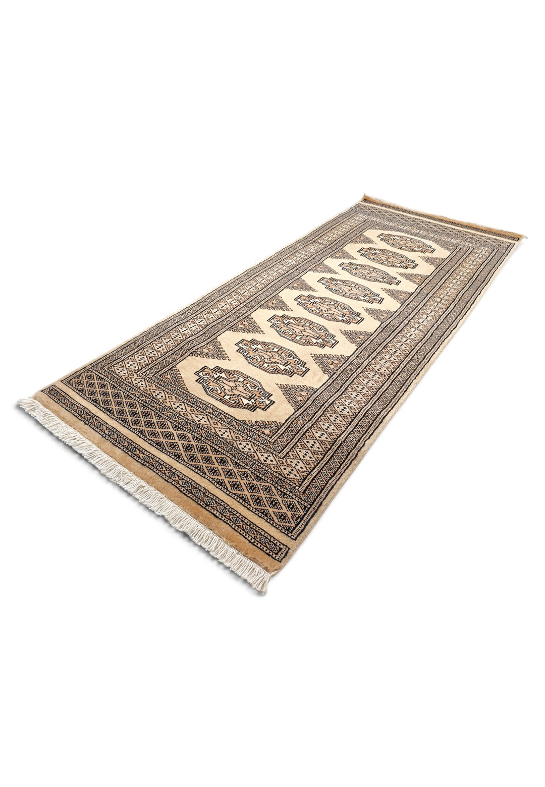 Golden Tan and Beige Yamoud Rug, Hand-Knotted Wool