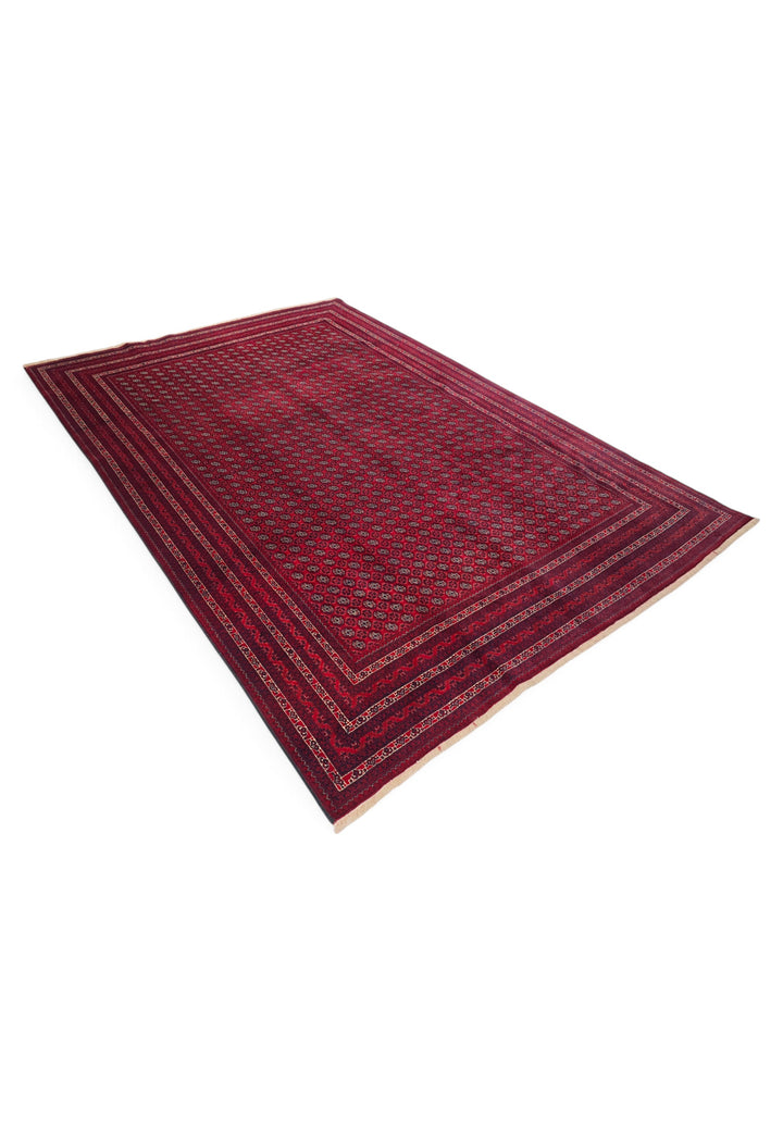 Wine Red Khoja Roshnai, Hand-Knotted Wool Rug