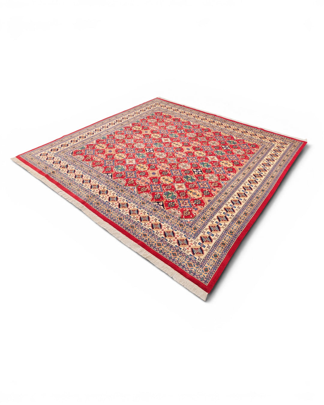 Burgundy Pakistani Jaldar, Hand-Knotted Wool Rug