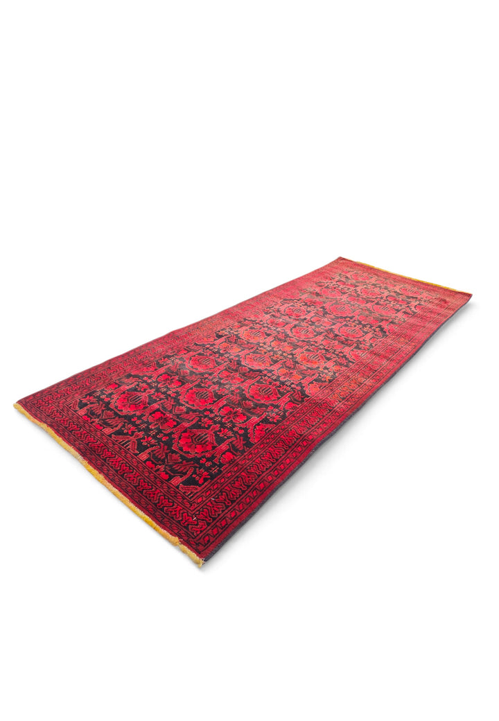 Red and Black Khan Muhammadi Rug, Hand-Knotted Wool