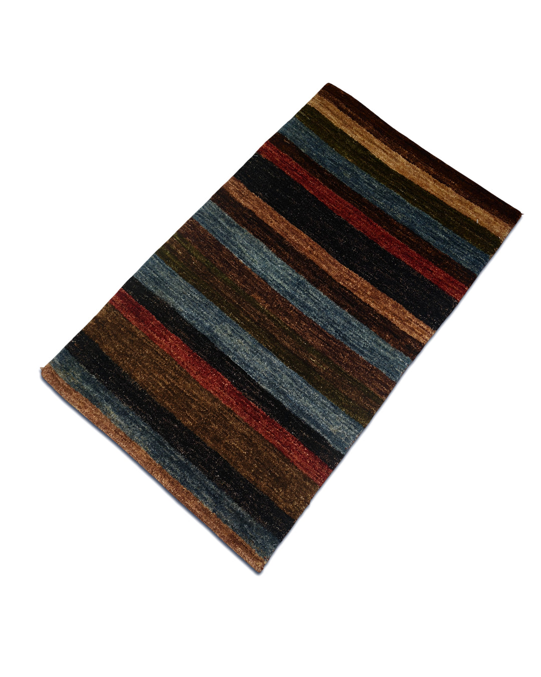 Multicolour Stripe Gabbeh, Hand-Knotted Afghan Wool Rug