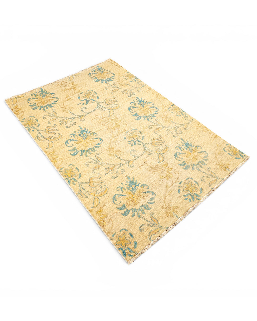 Verdigris Garden Gabbeh, Hand-Knotted Afghan Wool Rug