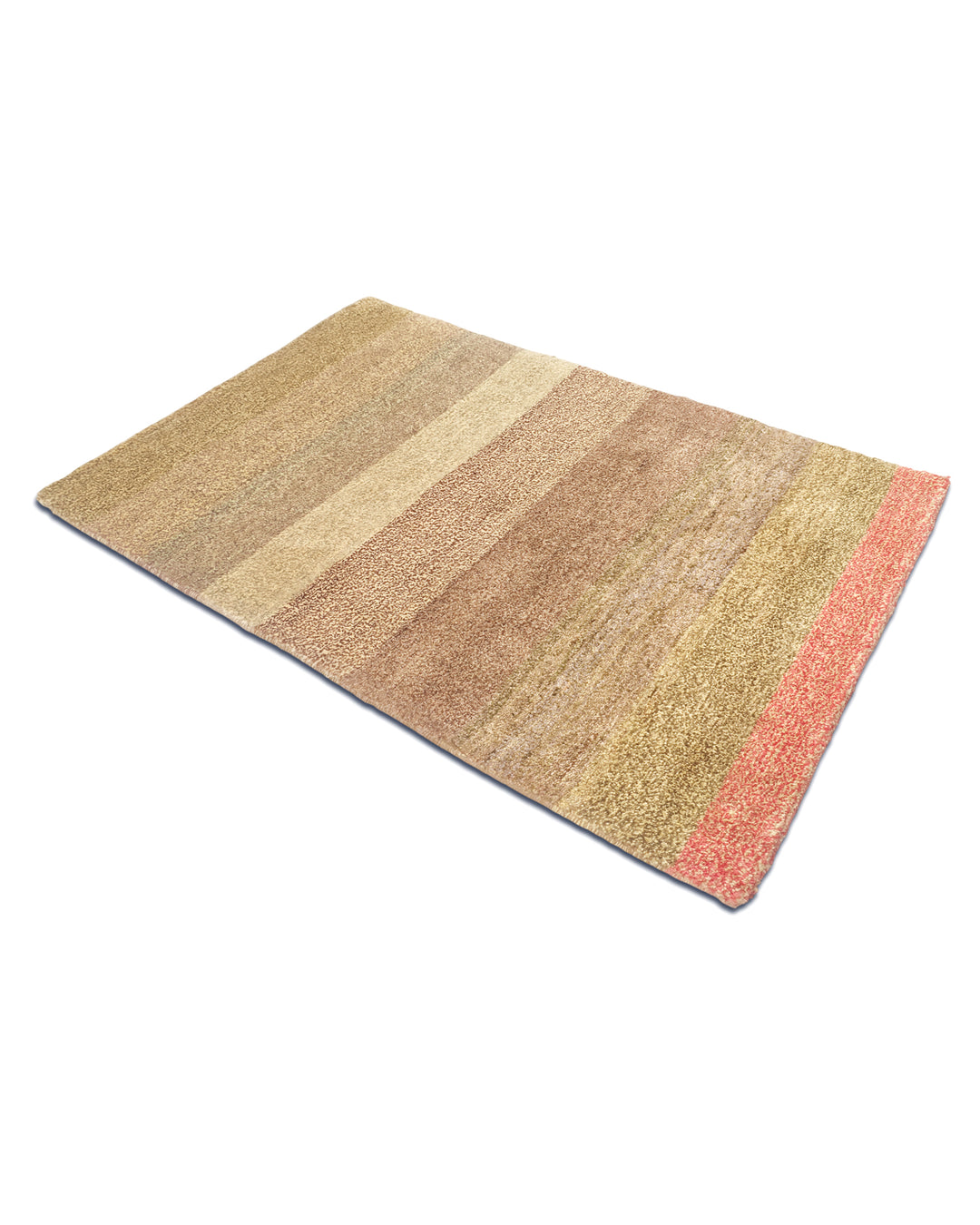 Earth &amp; Coral Stripe Gabbeh, Hand-Knotted Afghan Wool Rug
