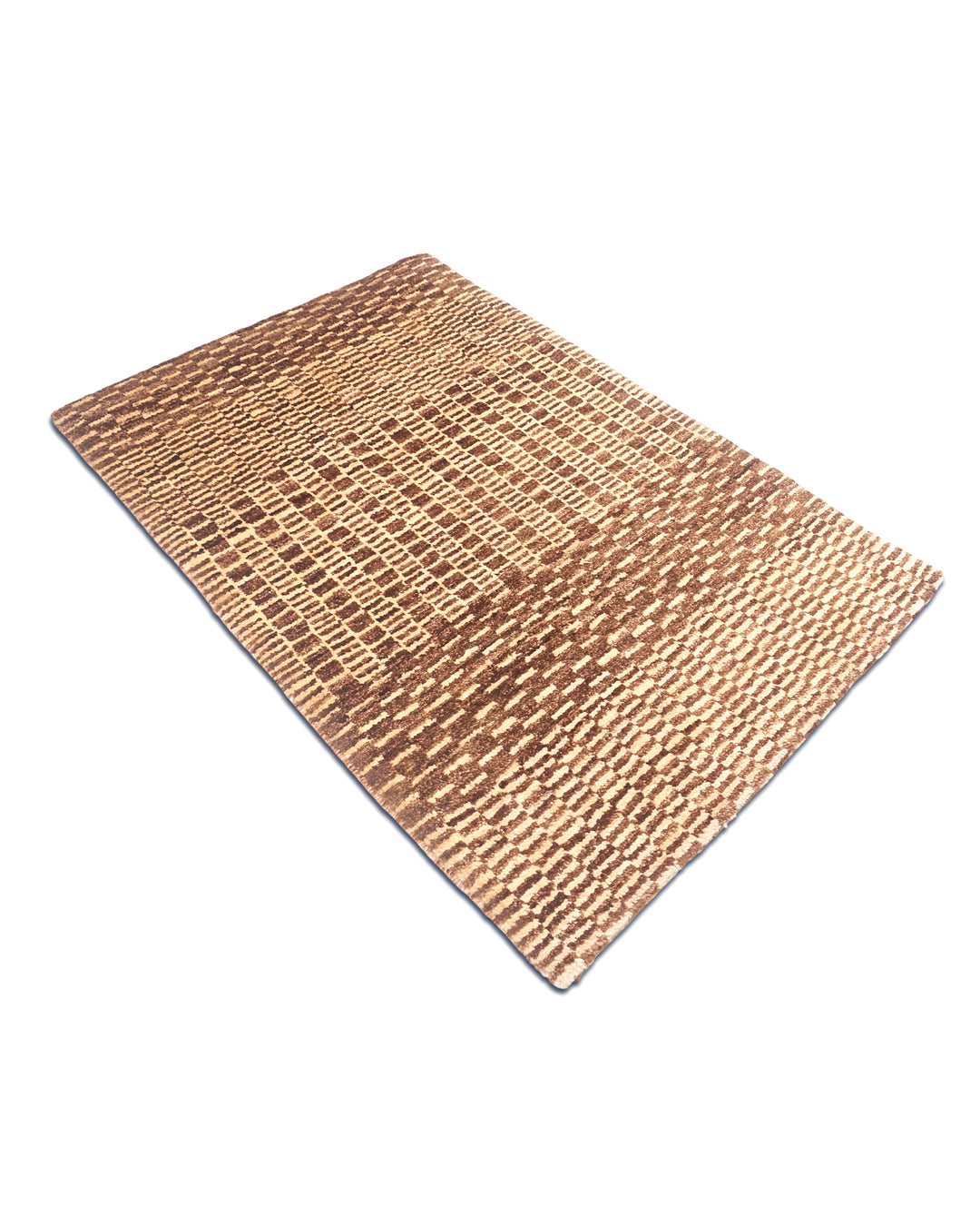 Brown Checkerboard Gabbeh, Hand-Knotted Afghan Wool Rug