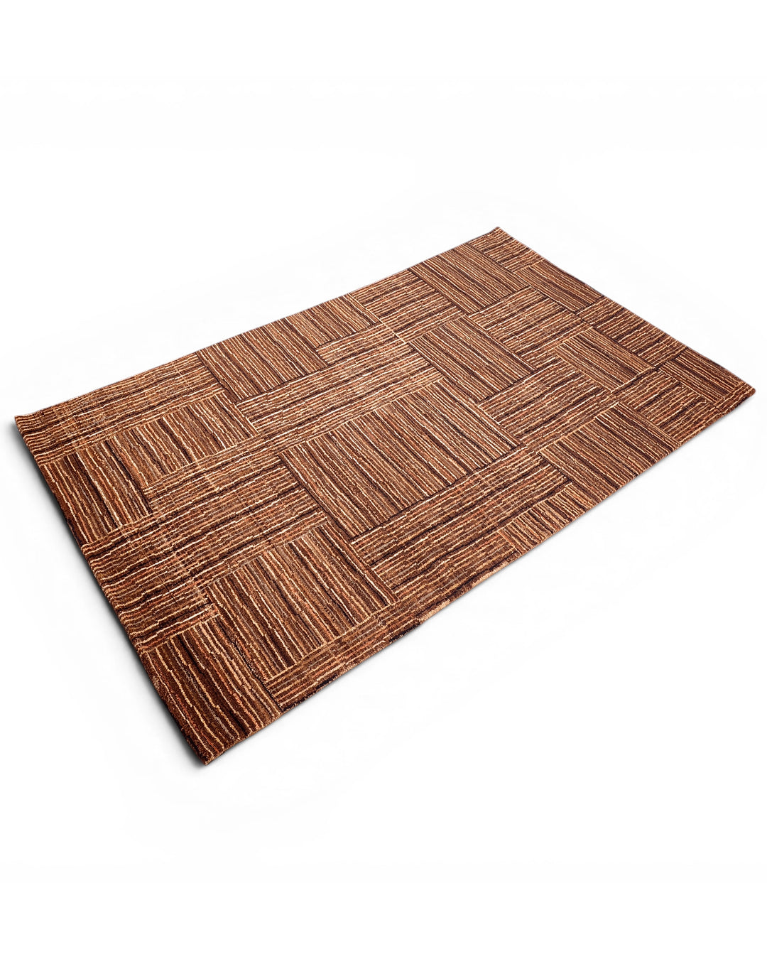Cinnamon Patchwork Gabbeh, Hand-Knotted Afghan Wool Rug