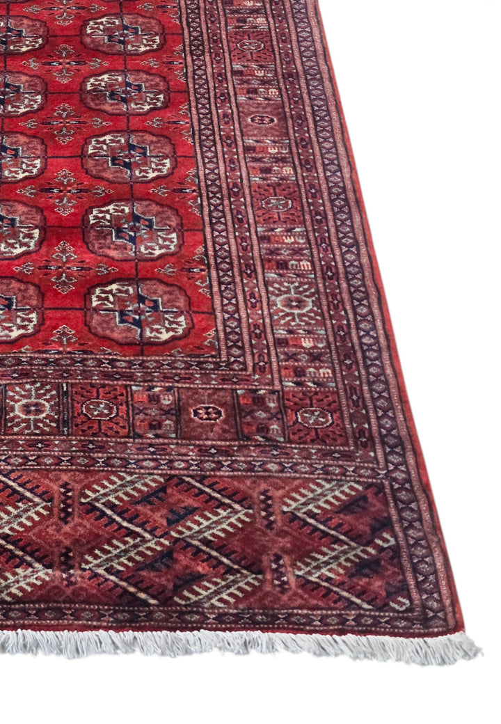 Deep Red and Cream Turkmen Gül Bokhara, Hand-Knotted Sherwan