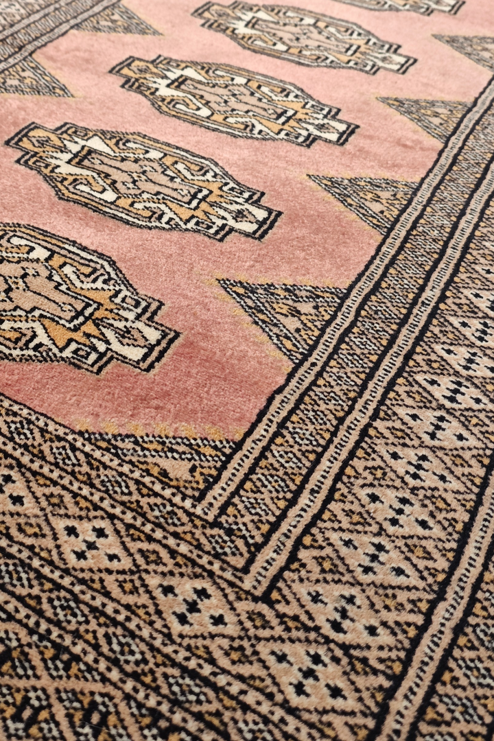 Terracotta and Beige Yamoud Rug, Hand-Knotted Wool