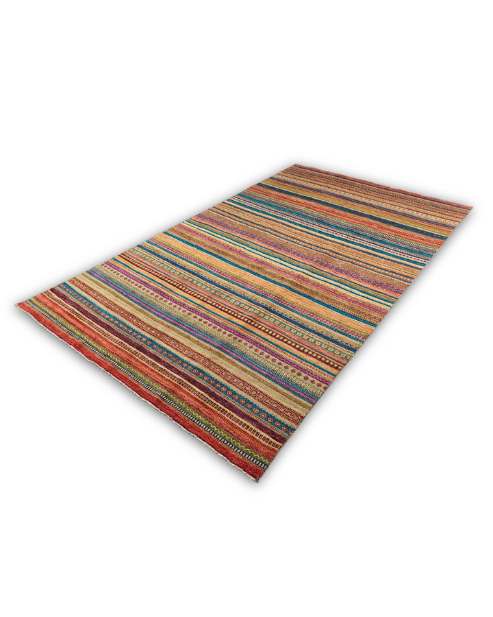 Multicolour Tribal Stripe Ghazni, Hand-Knotted Afghan Wool Rug