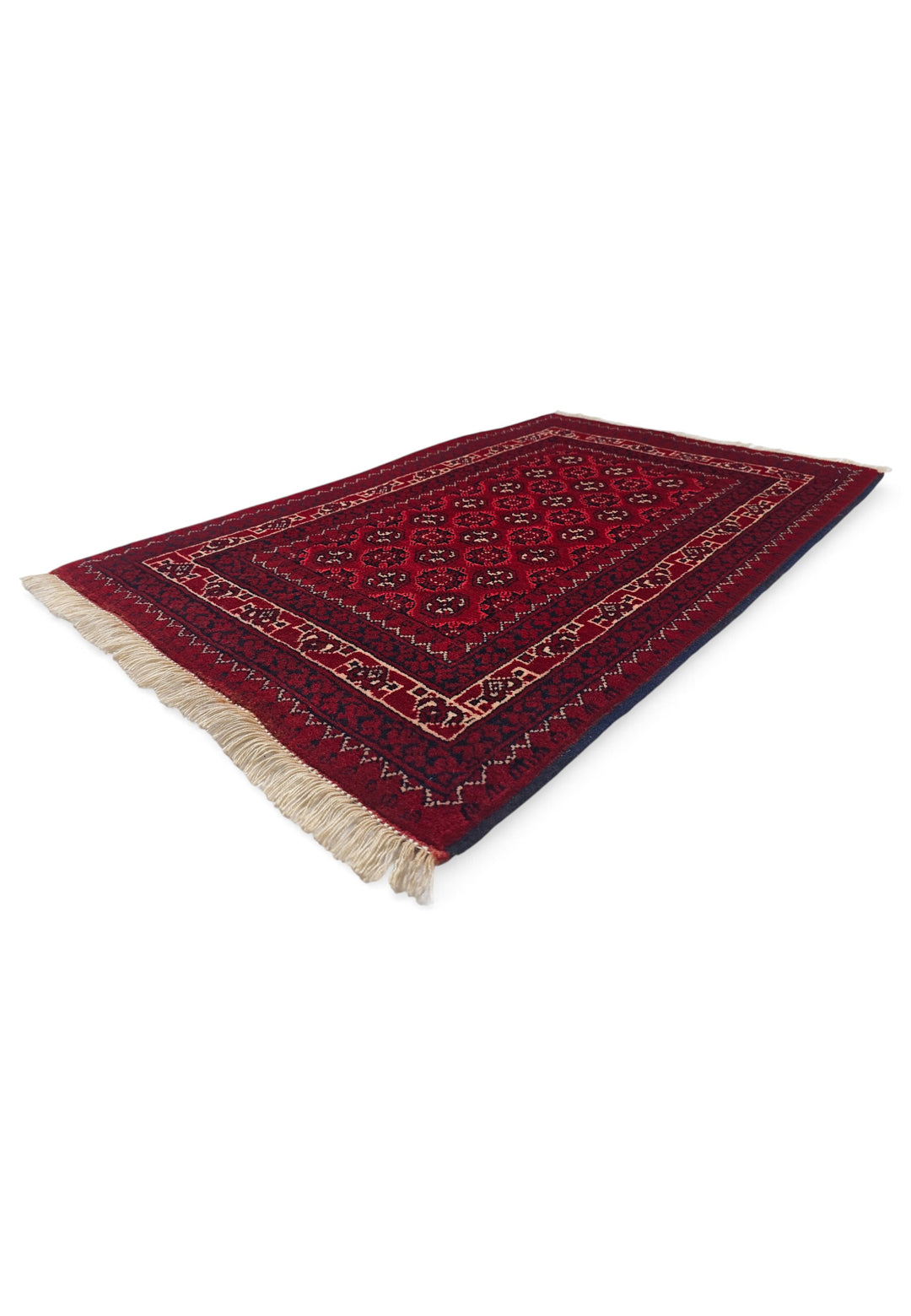 Deep Red Turkmen Gül Khan Muhammadi Rug, Hand-Knotted Wool