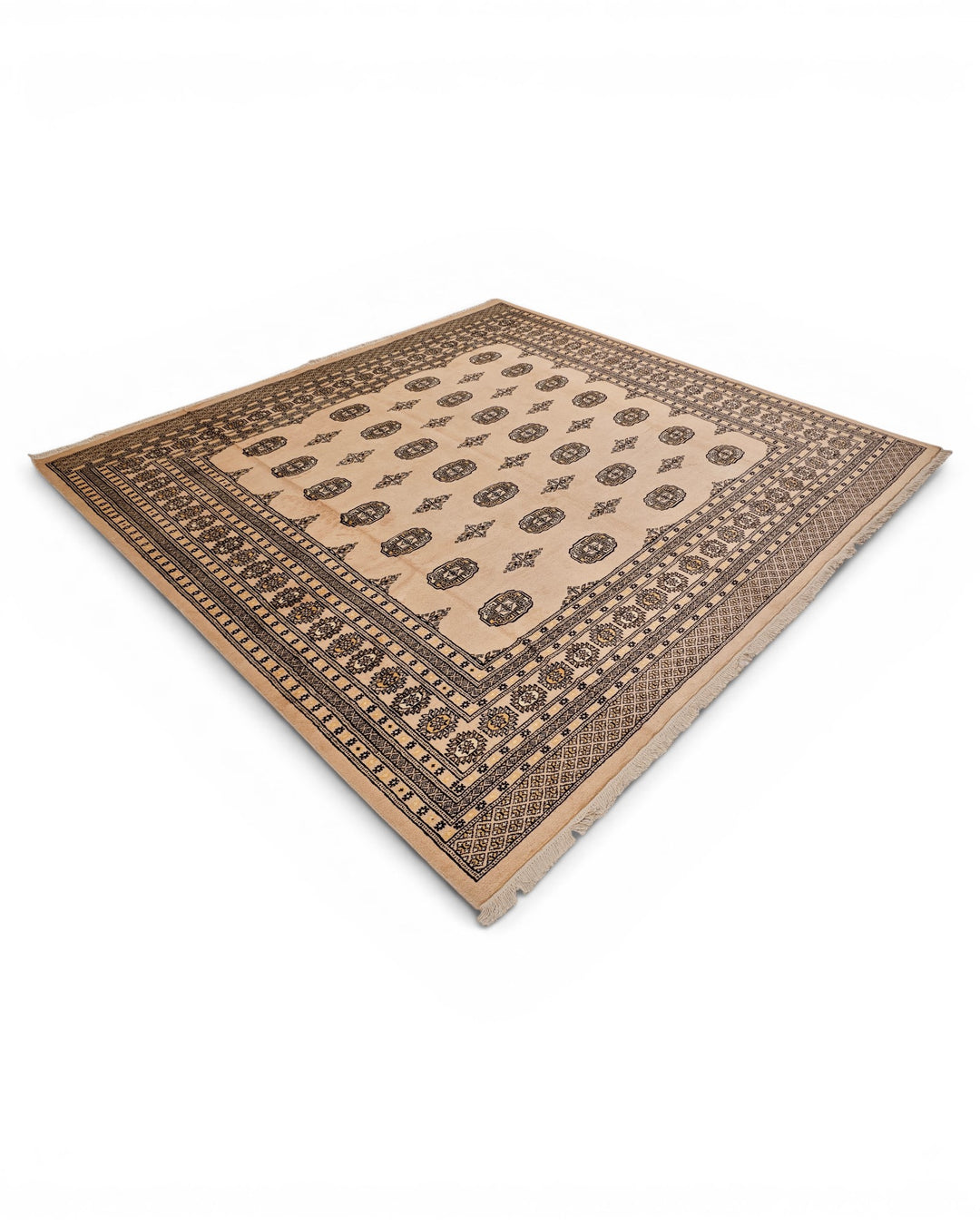 Taupe Gul Pakistani Bokhara, Hand-Knotted Wool Rug