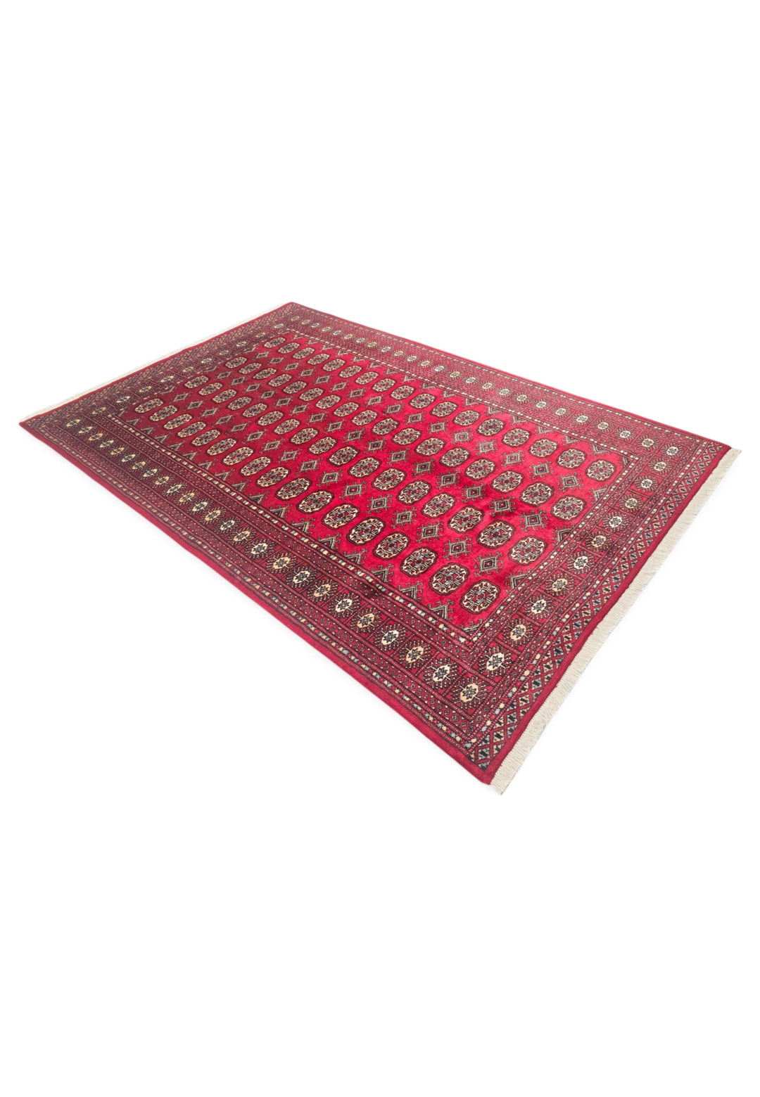 Wine Red Turkmen Gül Bokhara, Hand-Knotted Wool Rug