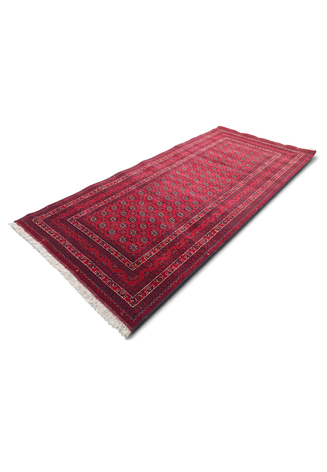 Deep Red Turkmen Gül Khan Muhammadi Rug, Hand-Knotted Wool