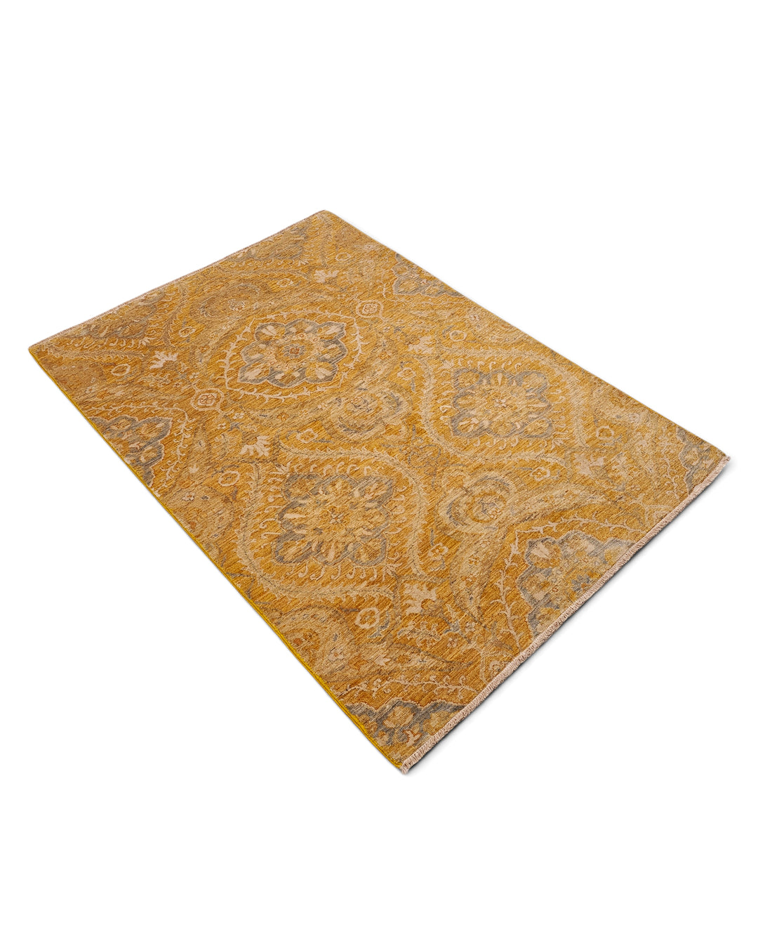 Amber Garden Gabbeh, Hand-Knotted Afghan Wool &amp; Silk Rug