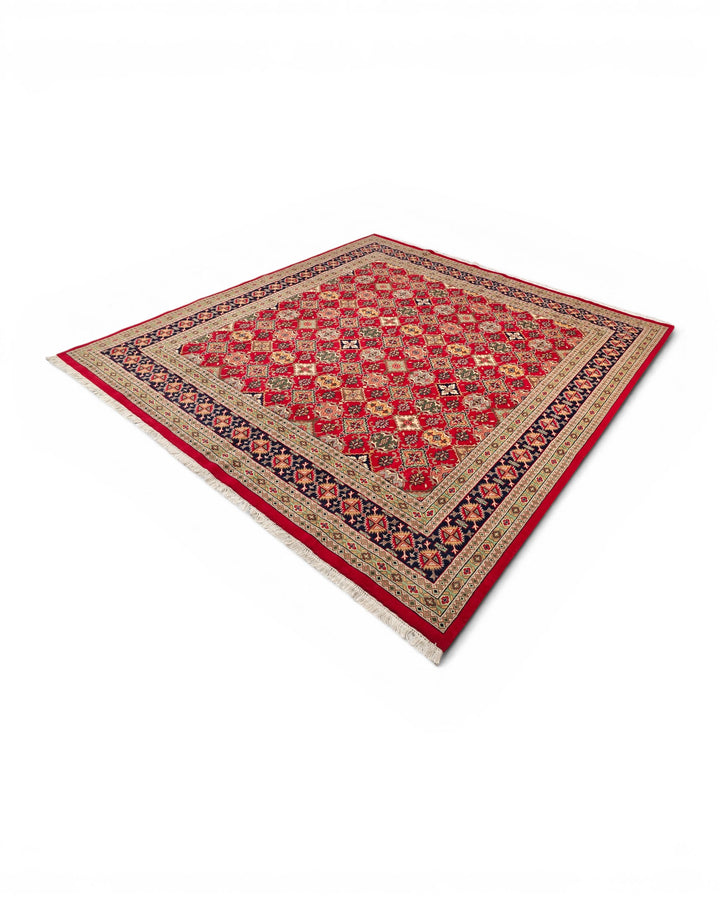 Red Gul Pakistani Bokhara, Hand-Knotted Wool Rug