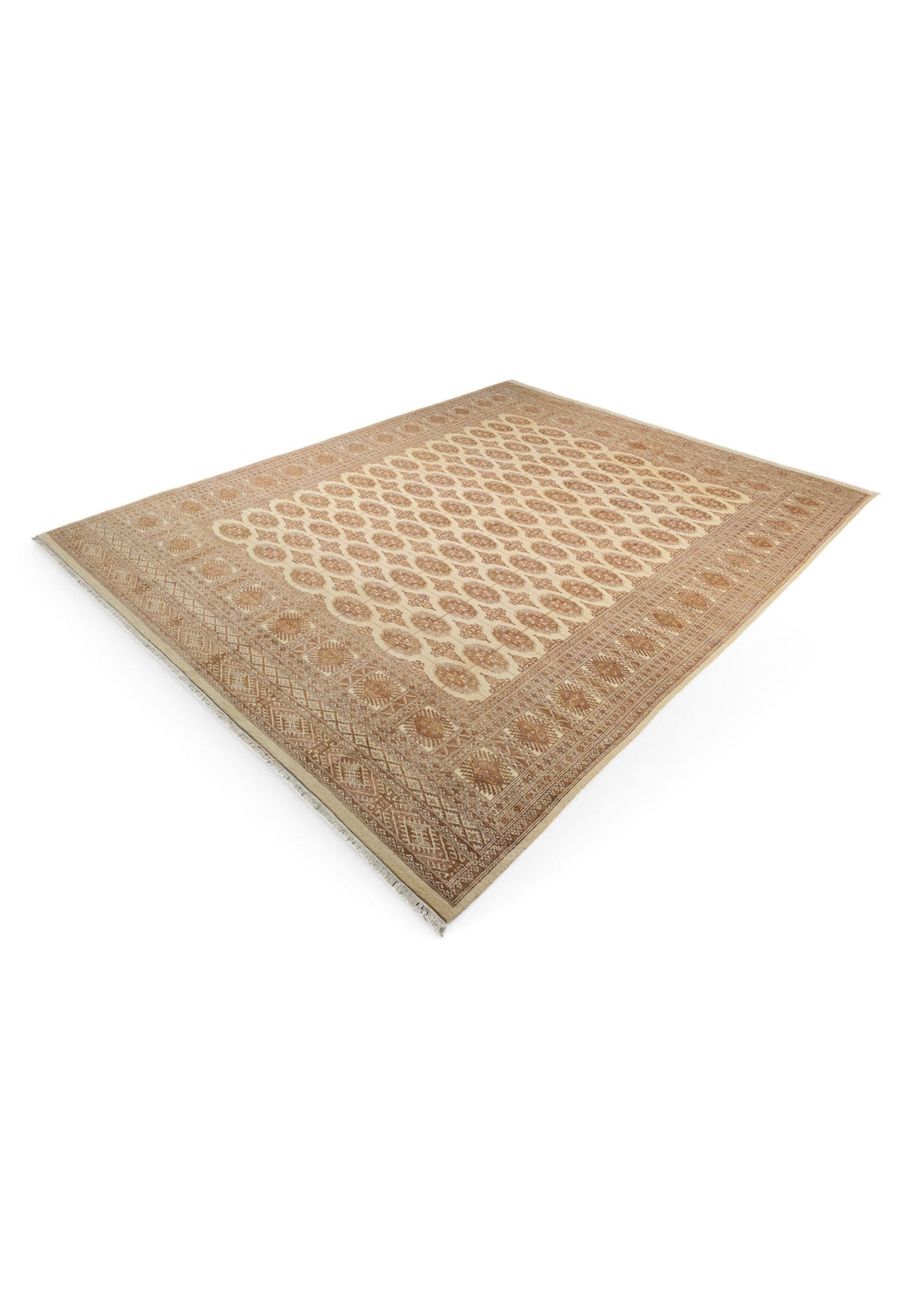 Antique Cream Turkmen Gül Bokhara, Hand-Knotted Wool Rug