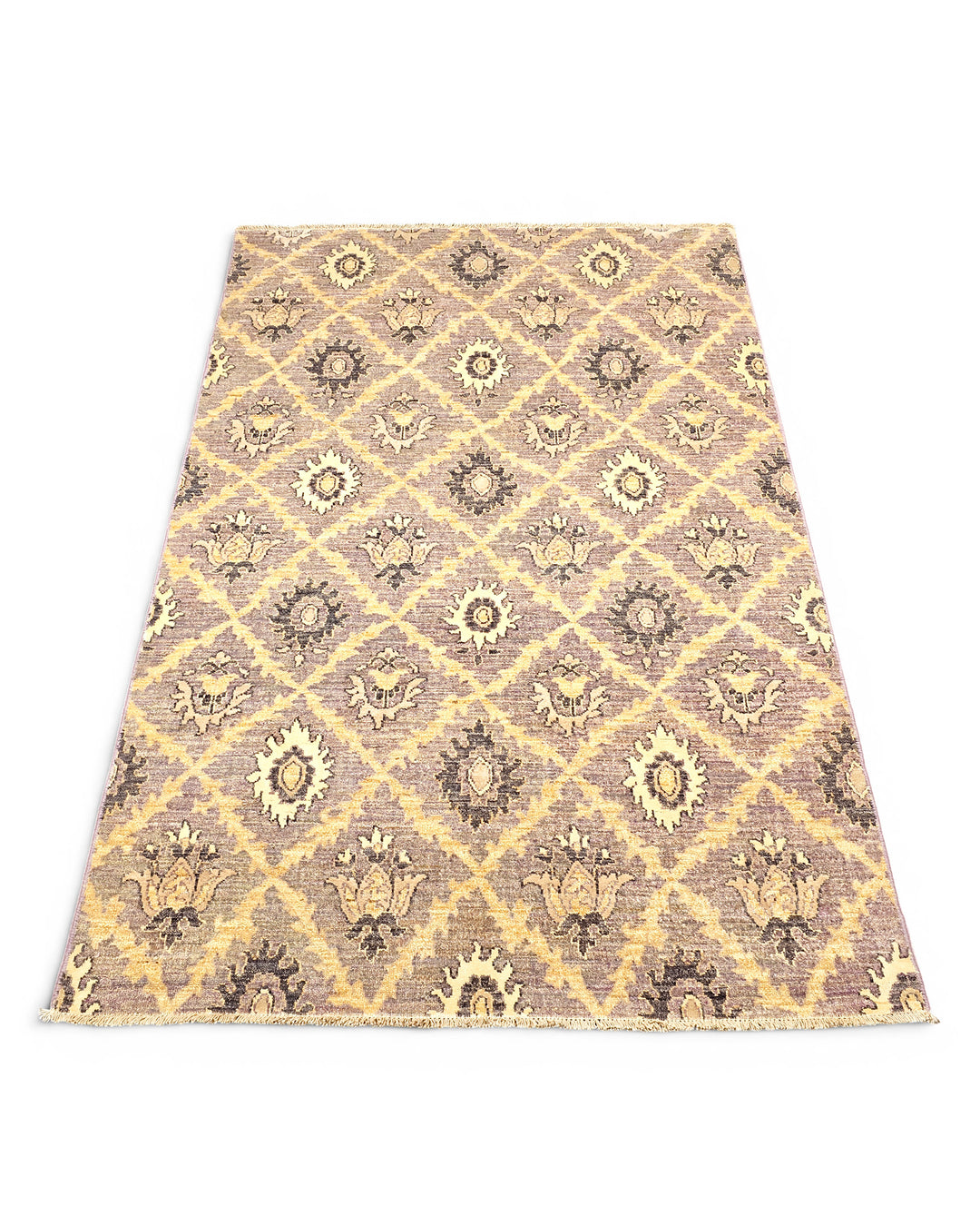Wisteria Trellis Gabbeh, Hand-Knotted Afghan Wool &amp; Silk Rug